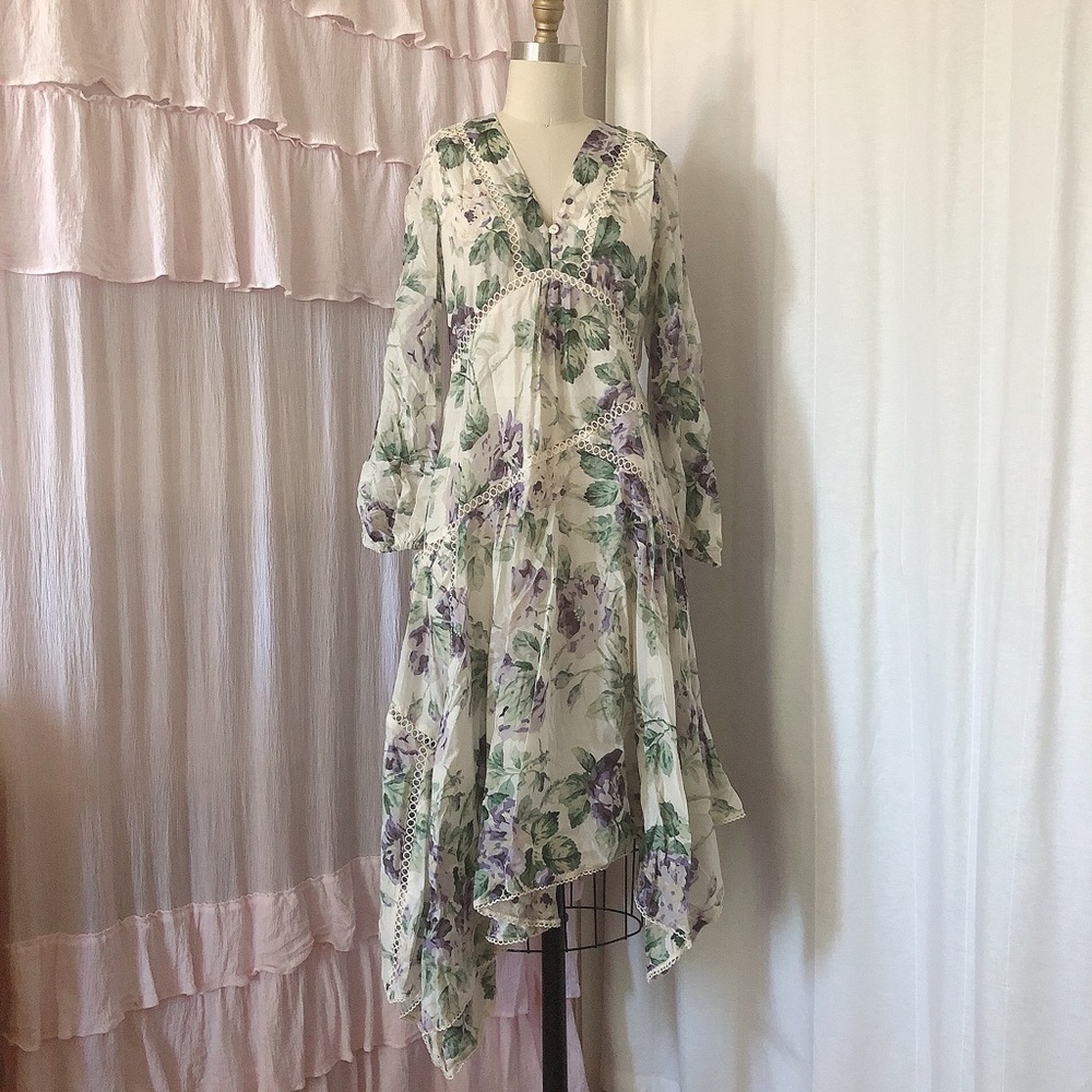 Zimmermann floral embroidered asymmetrical dress